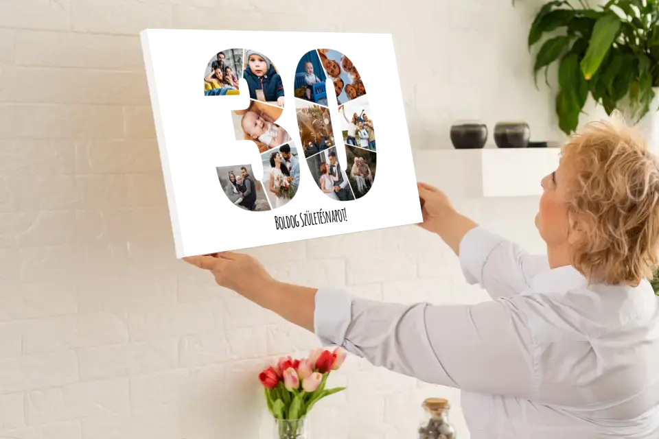 Születésnapi ajándék vászonkép fotókollázs - harmincasok