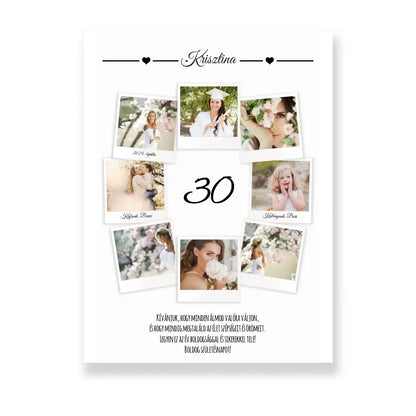 Születésnapos polaroid stílusú vászonkép - 8 képes