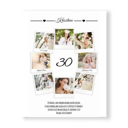 Születésnapos polaroid stílusú vászonkép - 8 képes