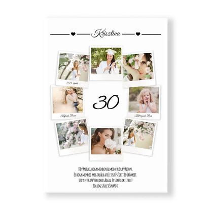 Születésnapos polaroid stílusú vászonkép - 8 képes