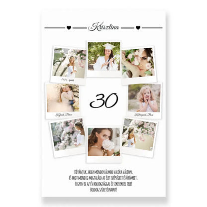 Születésnapos polaroid stílusú vászonkép - 8 képes