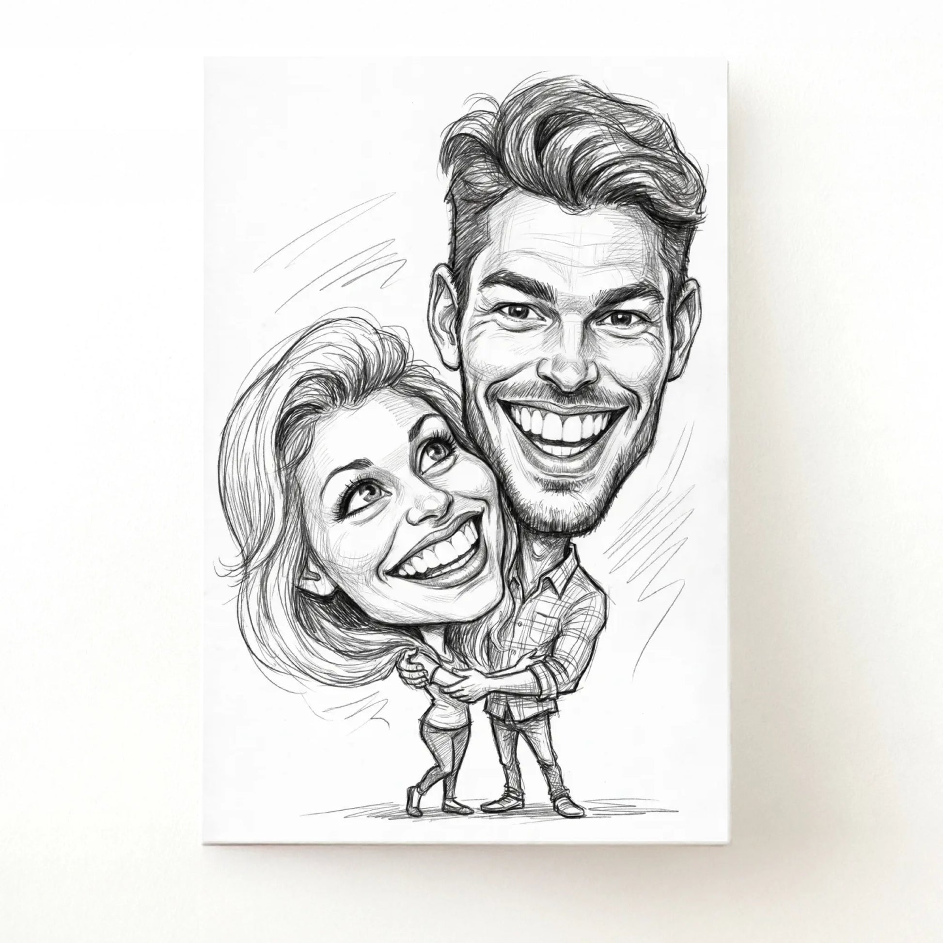 Karikatúra vászonkép ceruzarajz saját fotóból - azonnali előnézettel (AI)
