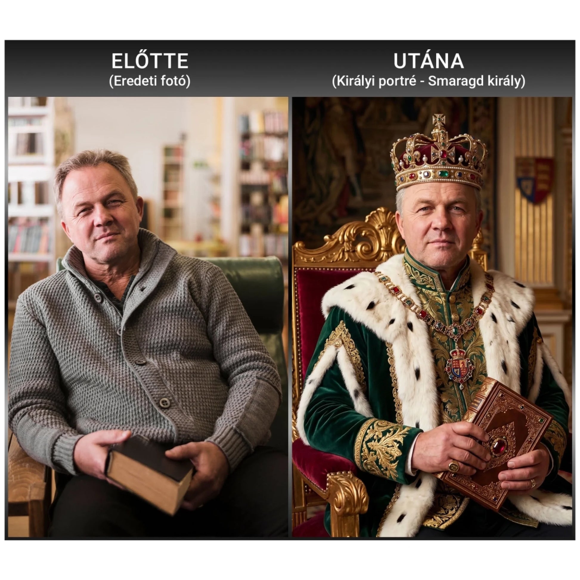 Smaragd király vászonkép előtte-utána fotó