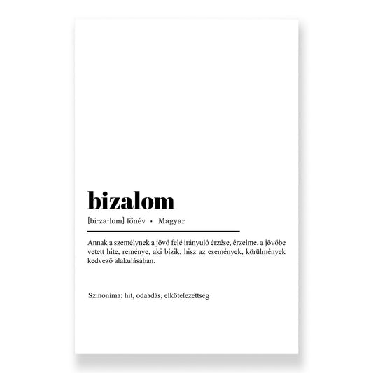 Tipográfia - Bizalom vászonkép